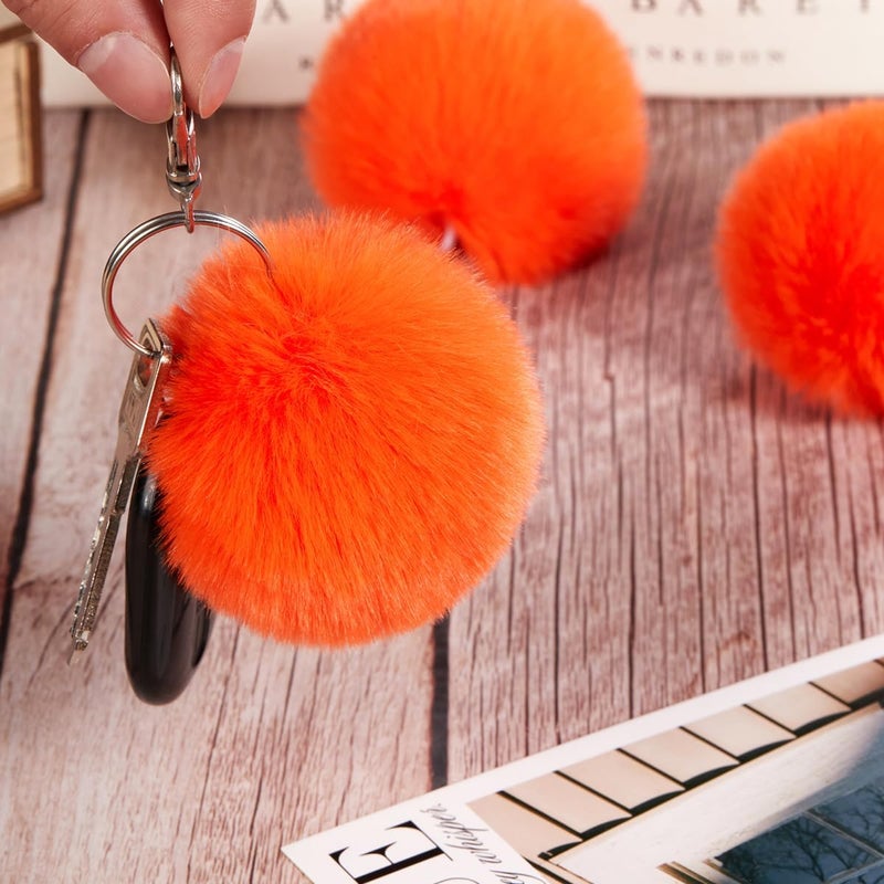 Homtable 12 Pcs Small Faux Fur Pom Pom Balls 2.75 in Fur Fluffy Pompom Ball with Elastic Loop for Hats, Shoes, Scarves, Gloves, Bags, Key Chain Charms Accessories, 2 3/4 inches (Orange) - Image 3